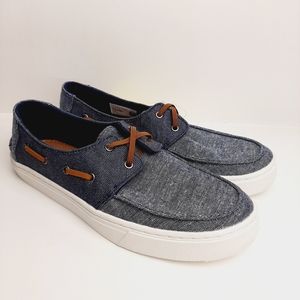 🍒 New - TOMS Youth Culver Boat Shoes Chambray Navy Denim Kids Sz 4 4Y